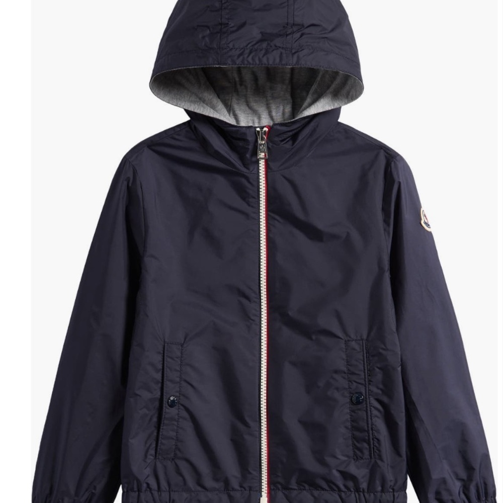 Moncler Navy Giubbotto Urville rain jacket big kid size 12